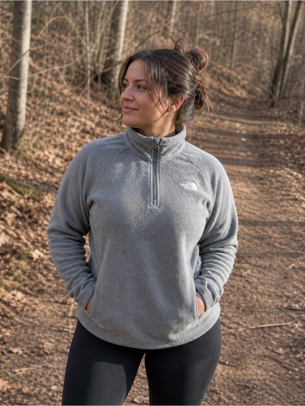 The North Face Gray Quarter Zip Fleece Pullover Polartec Women’s